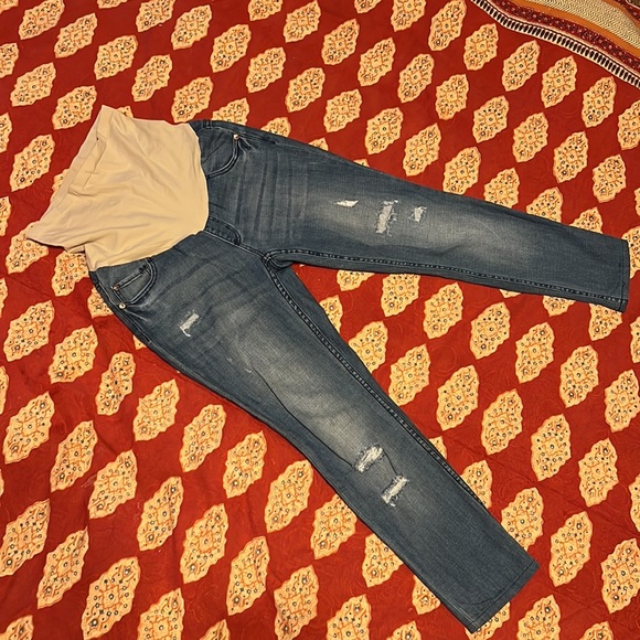Indigo Blue (Motherhood Maternity) Distressed Maternity Jeans (Size Small) - Picture 3 of 4